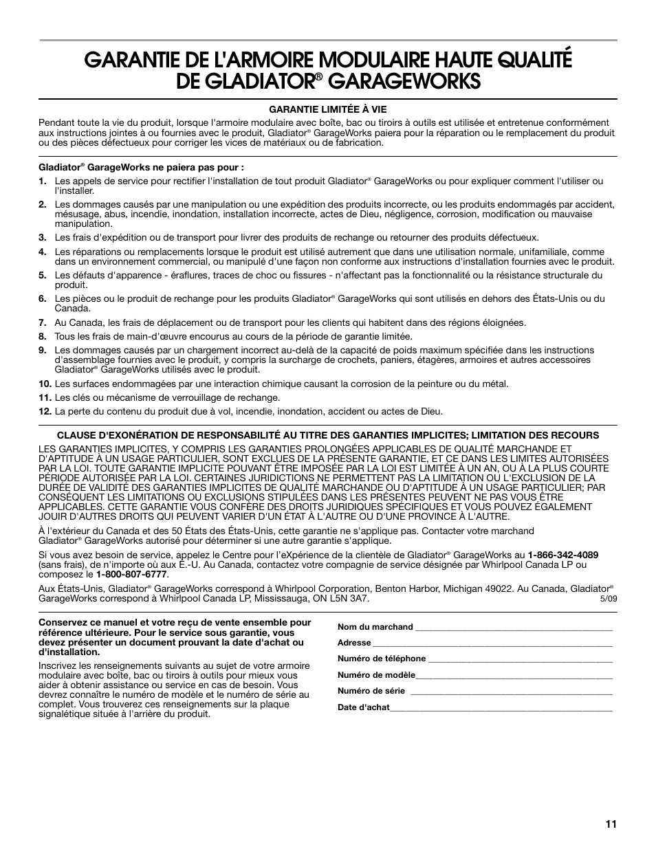 Garageworks | Gladiator GAGB272DRG Premier Series Modular GearBox User Manual | Page 11 / 12