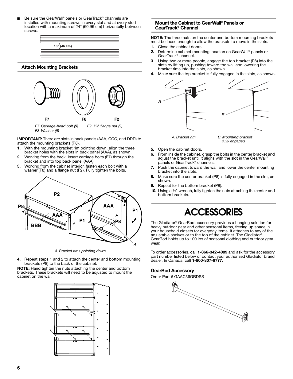 Accessories | Gladiator GAJG36FDZW The Jumbo GearBox User Manual | Page 6 / 20