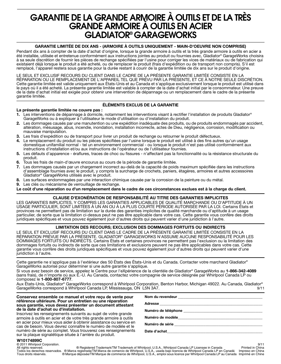 Garageworks | Gladiator GAJG48KDZW Extra Large GearBox User Manual | Page 16 / 16
