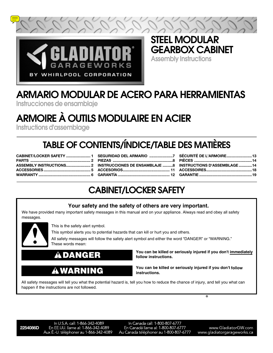 Gladiator GACK04KDSX Ready-To-Assemble Modular GearBox Caster Kit User Manual | 20 pages