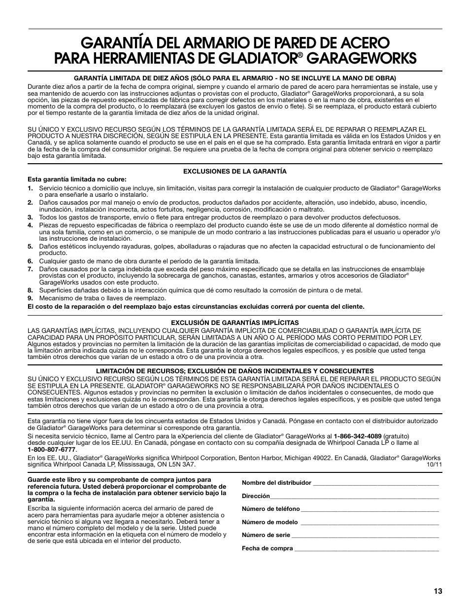 Garageworks | Gladiator GAWG28KDYG Gladiator Ready-To-Assemble 3/4 Wall GearBox User Manual | Page 13 / 20