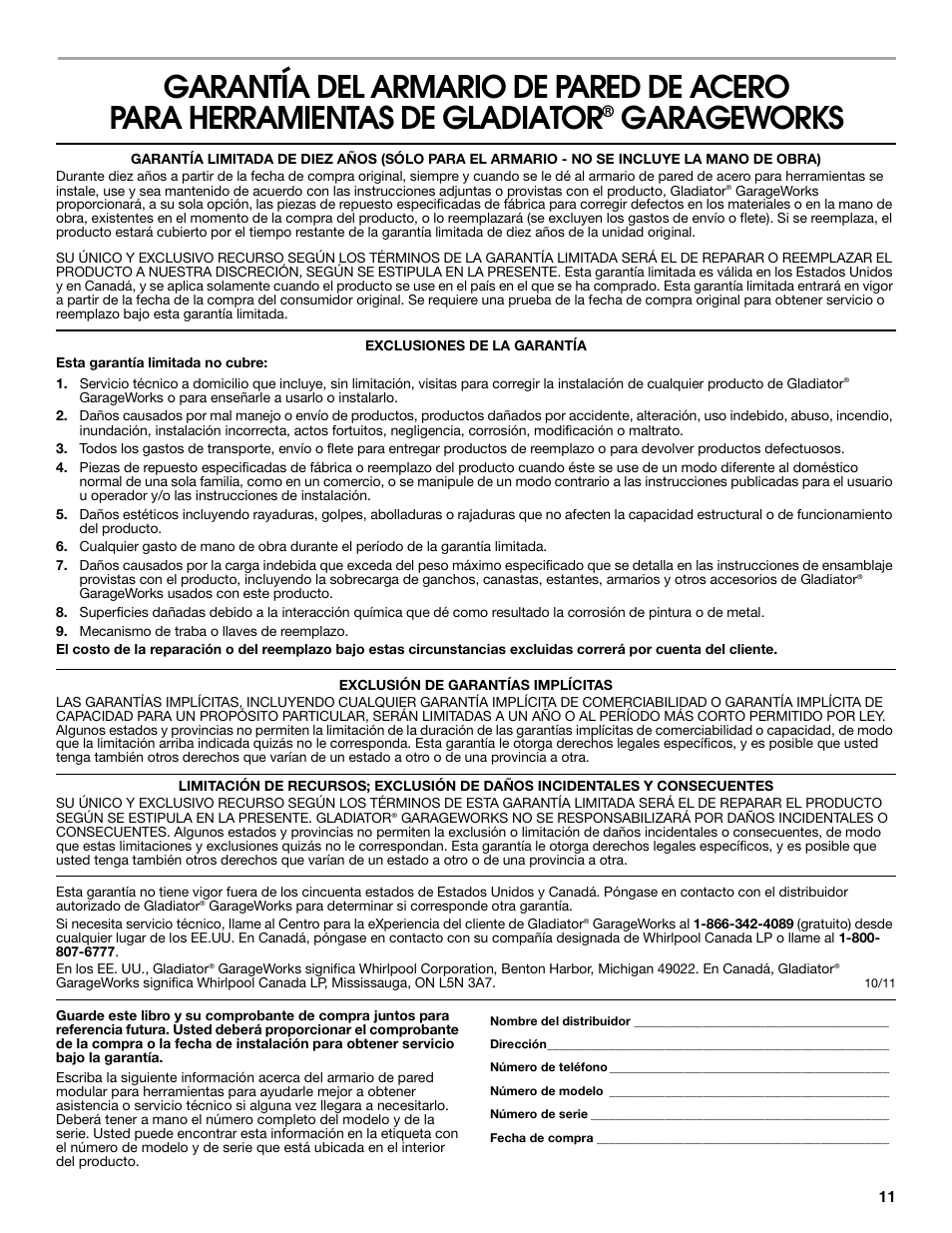 Garageworks | Gladiator GAWG28FDYG Full-Door Wall GearBox User Manual | Page 11 / 16