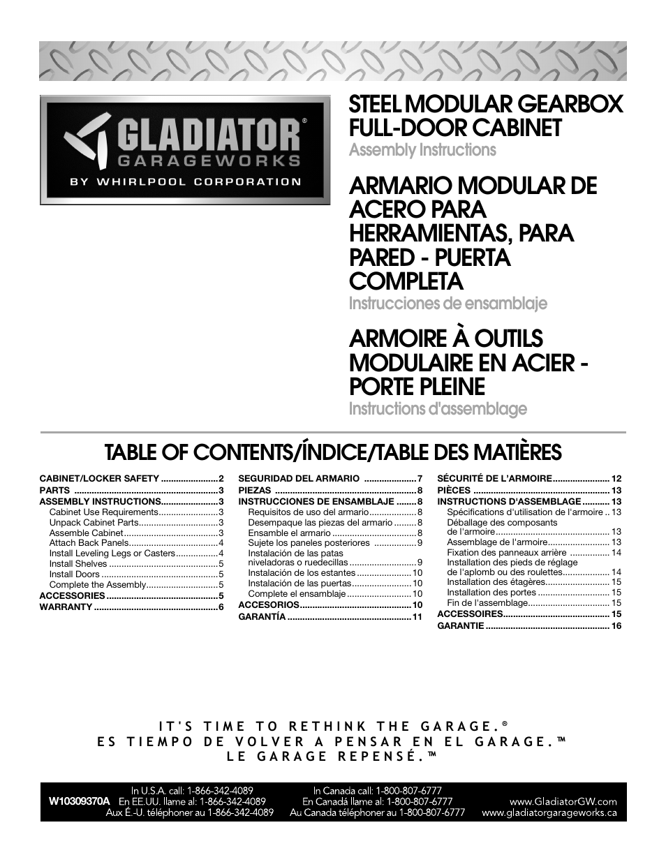 Gladiator GAGB28FDYG Full-Door GearBox User Manual | 16 pages