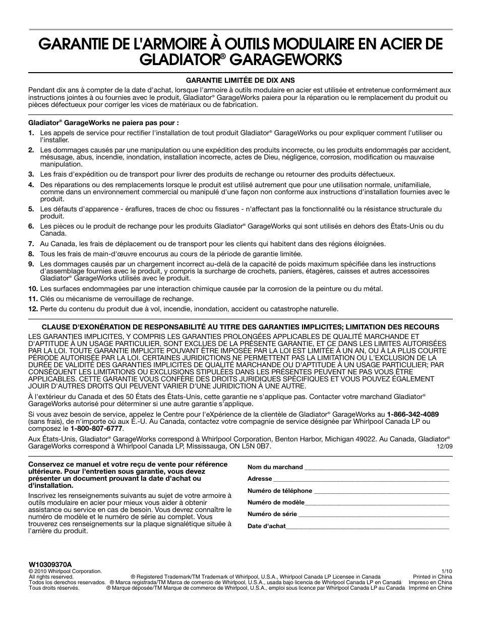 Garageworks | Gladiator GAGB28FDYG Full-Door GearBox User Manual | Page 16 / 16