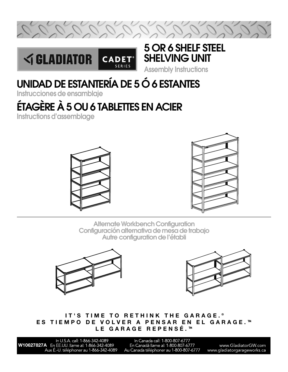 Gladiator GARS486XBG Cadet 48 x 18 6-Tier Rack Shelf User Manual | 36 pages