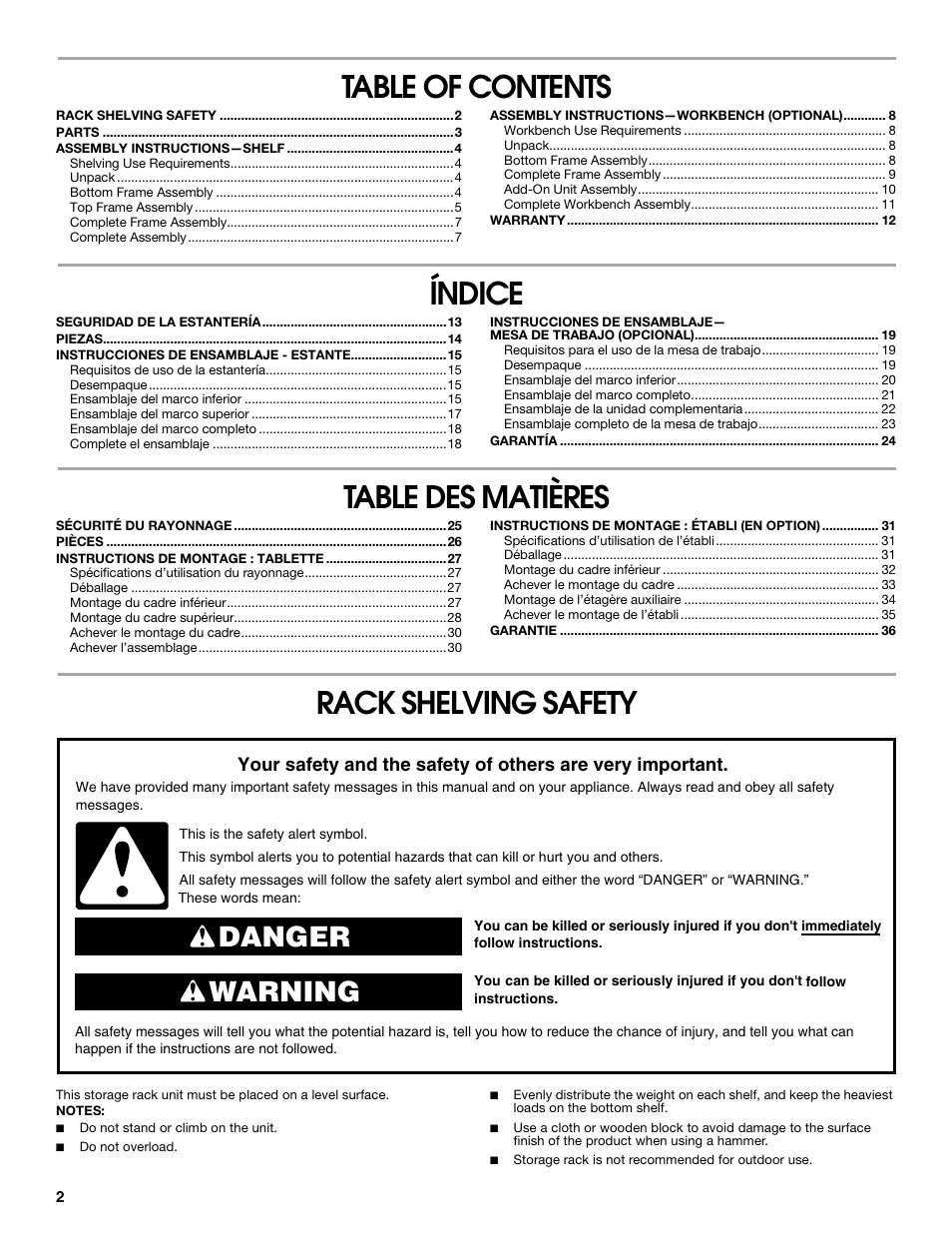 Gladiator GARS486XBG Cadet 48 x 18 6-Tier Rack Shelf User Manual | Page 2 / 36