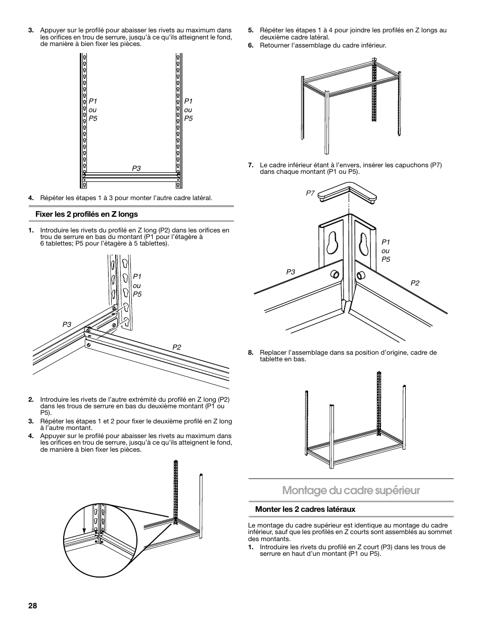 Montage du cadre supérieur | Gladiator GARS486XBG Cadet 48 x 18 6-Tier Rack Shelf User Manual | Page 28 / 36