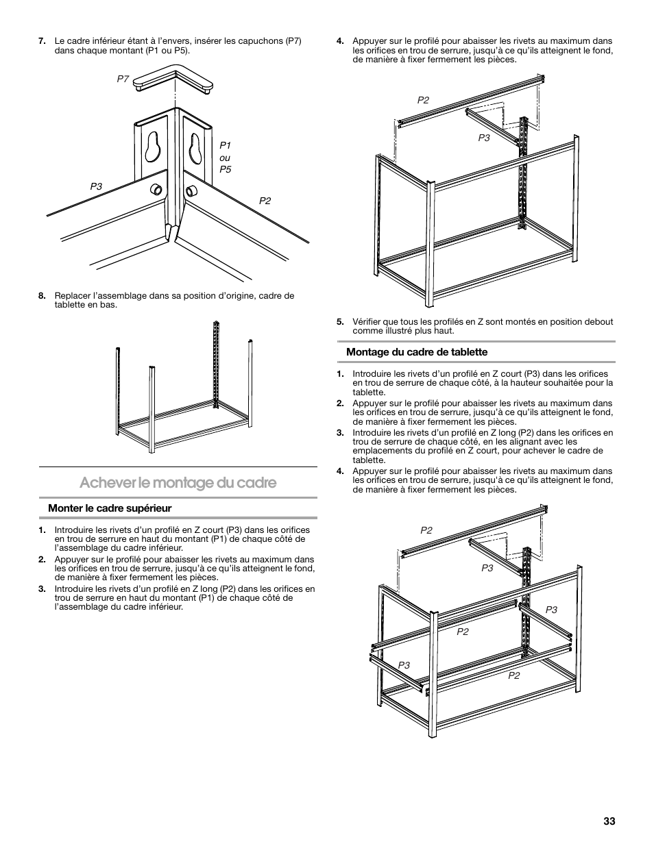 Achever le montage du cadre | Gladiator GARS486XBG Cadet 48 x 18 6-Tier Rack Shelf User Manual | Page 33 / 36