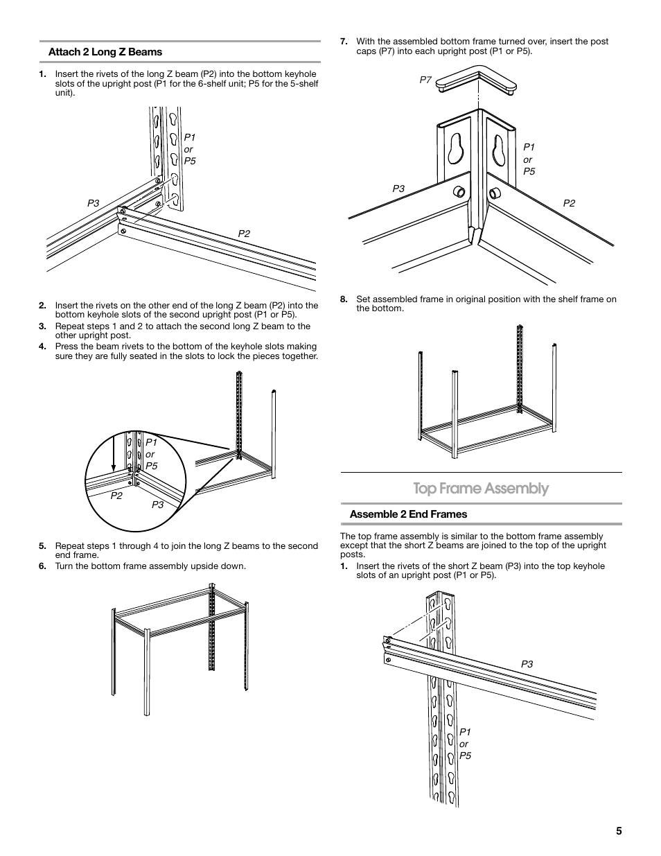 Top frame assembly | Gladiator GARS486XBG Cadet 48 x 18 6-Tier Rack Shelf User Manual | Page 5 / 36