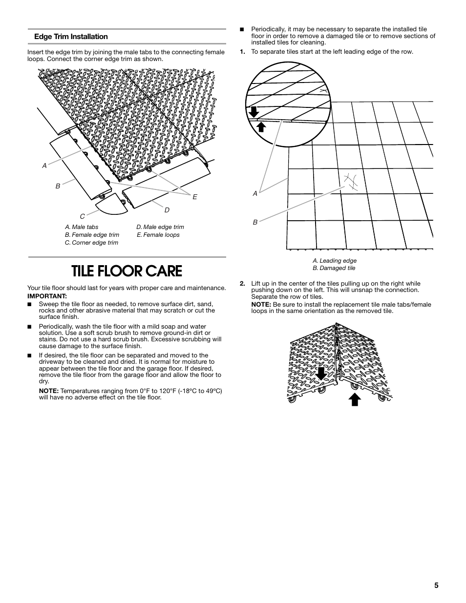 Tile floor care | Gladiator GAFP32CBZM New Gladiator Floor Pack User Manual | Page 5 / 20