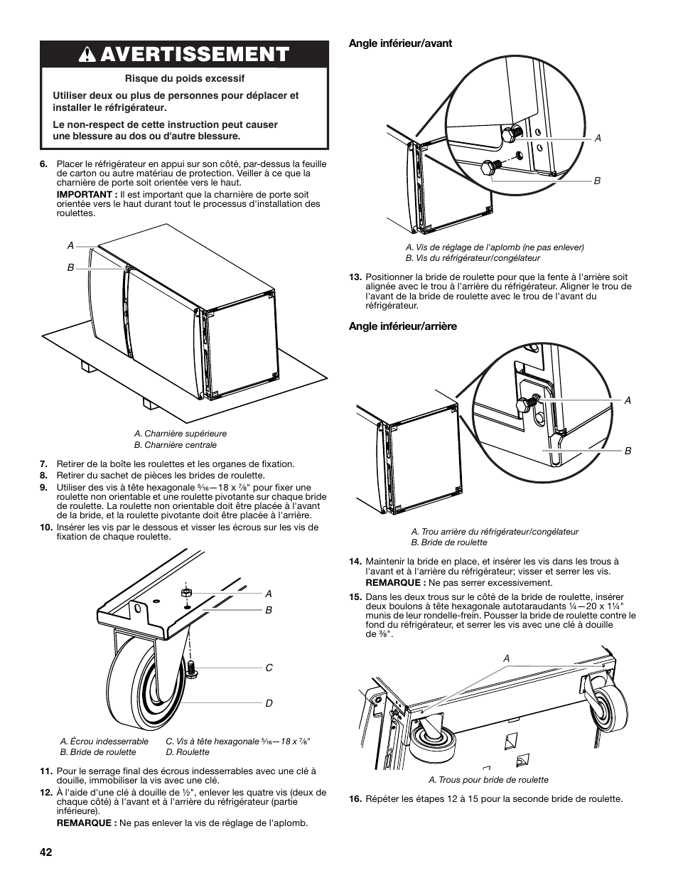 Avertissement | Gladiator GARF19XXYK Gladiator Chillerator Garage Refrigerator Use and Care User Manual | Page 42 / 50