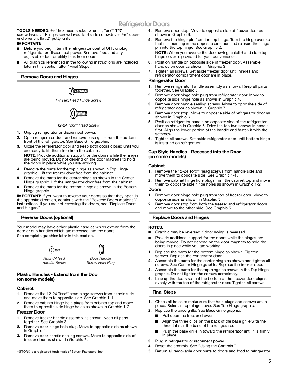 Refrigerator doors | Gladiator GARF19XXYK Gladiator Chillerator Garage Refrigerator Use and Care User Manual | Page 5 / 50