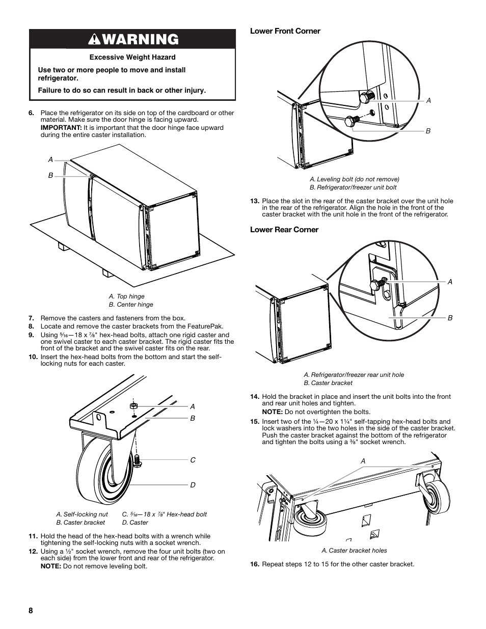 Warning | Gladiator GARF19XXYK Gladiator Chillerator Garage Refrigerator Use and Care User Manual | Page 8 / 50