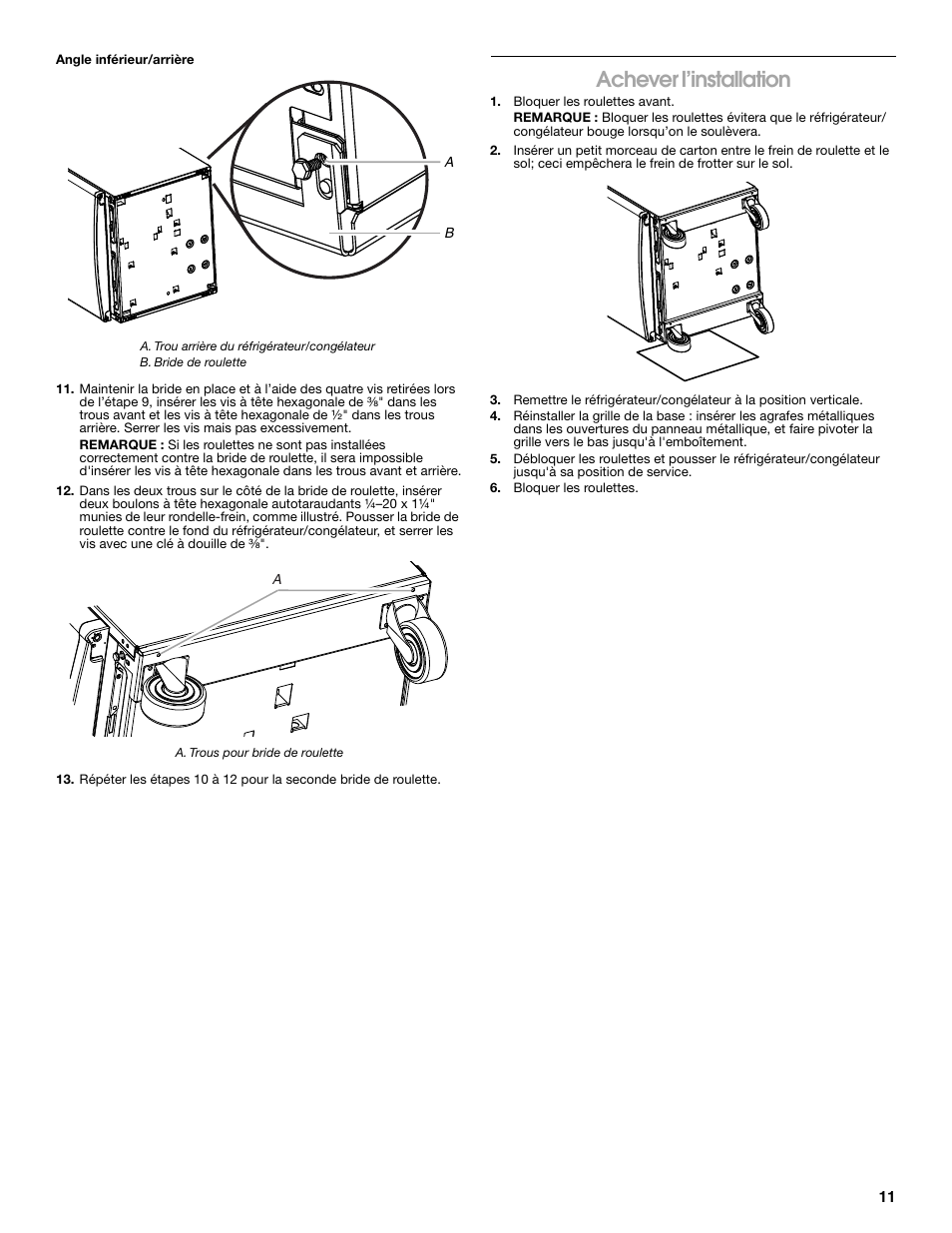 Achever l’installation | Gladiator GARF19XXYK Gladiator Chillerator Garage Refrigerator Installation Instruction User Manual | Page 11 / 12