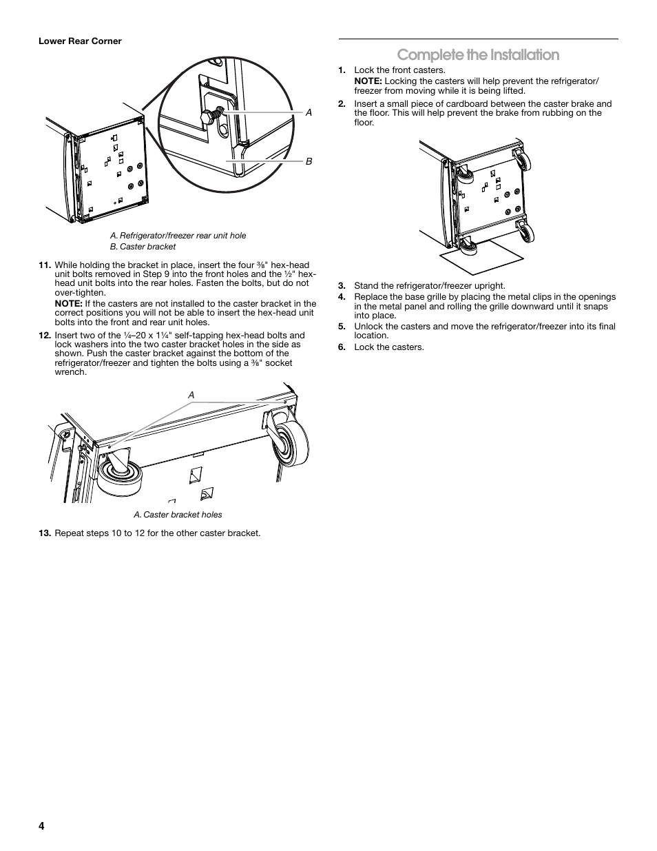 Complete the installation | Gladiator GARF19XXYK Gladiator Chillerator Garage Refrigerator Installation Instruction User Manual | Page 4 / 12