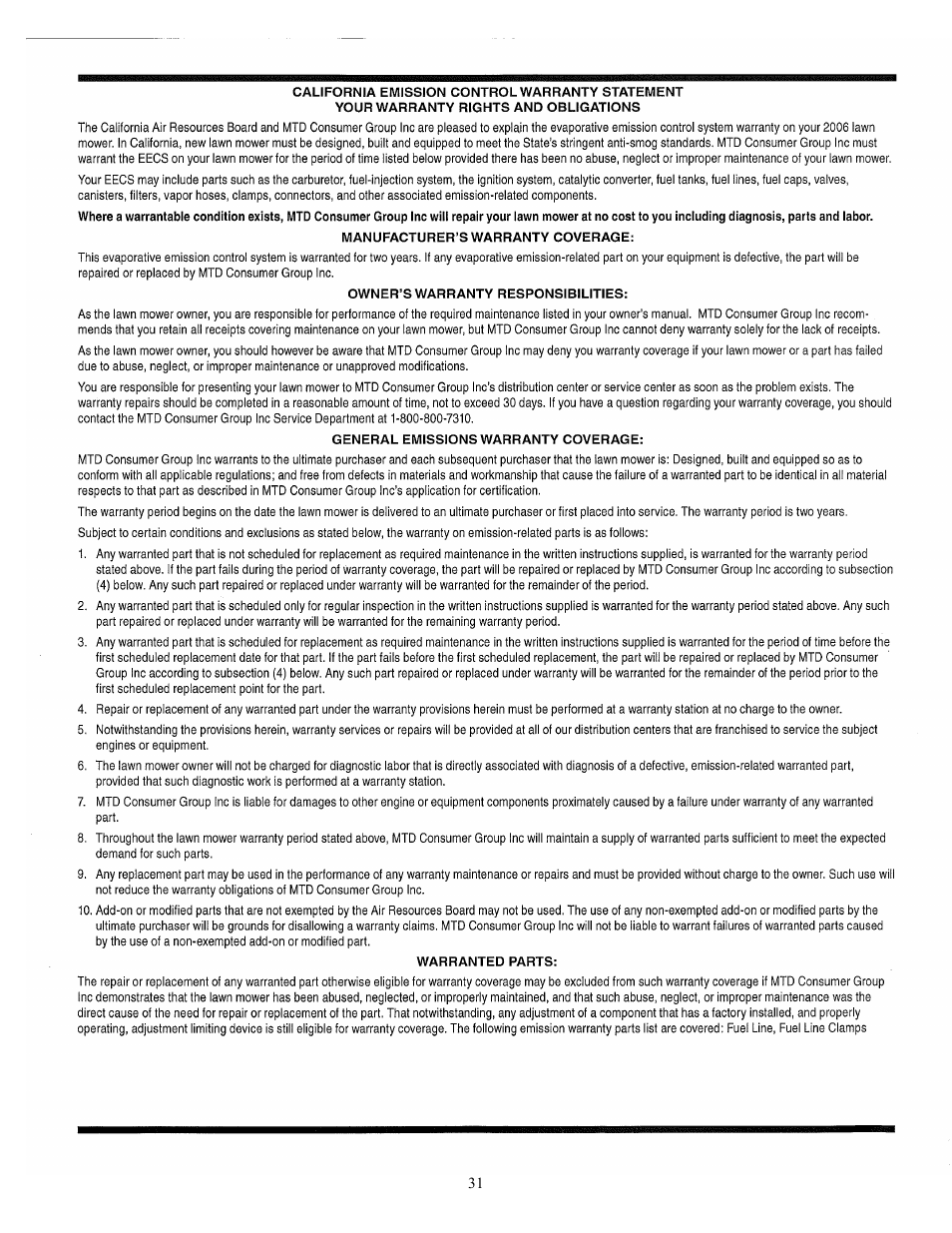 Cub Cadet 53AJ8CTX750 User Manual | Page 31 / 32