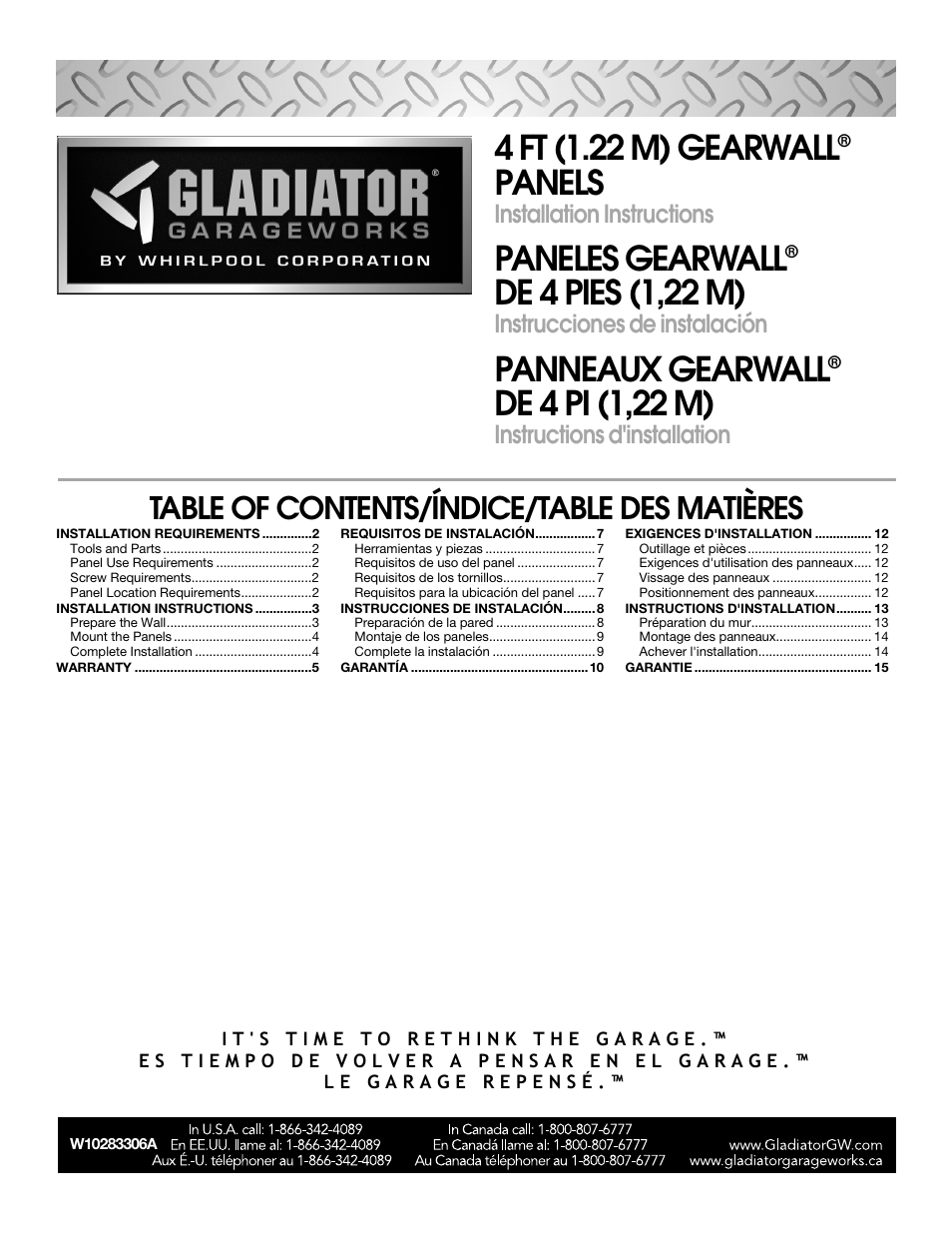 Gladiator GAWP082PBY GearWall Panels 8' (2-Pack) User Manual | 16 pages