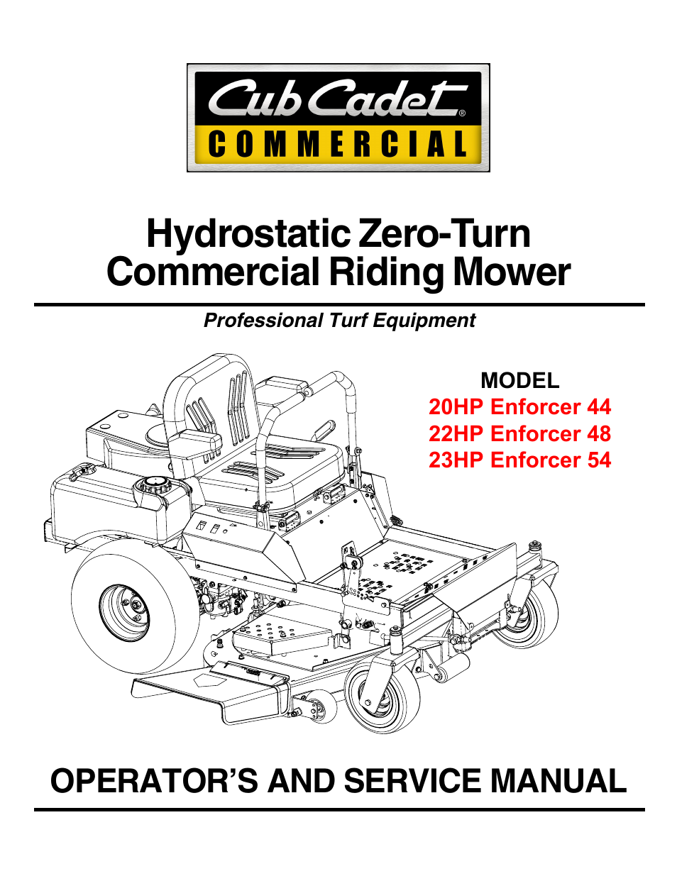 Cub Cadet 20HP ENFORCER 44  EN User Manual | 32 pages