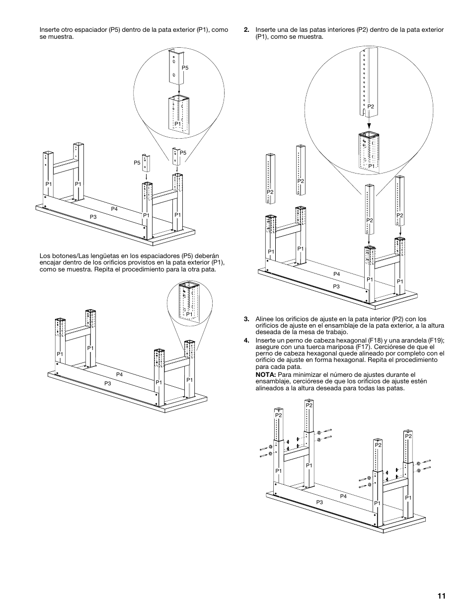 Gladiator GAWB0xMTZG Adjustable Height 4/6/8 ft. Maple Workbench User Manual | Page 11 / 20