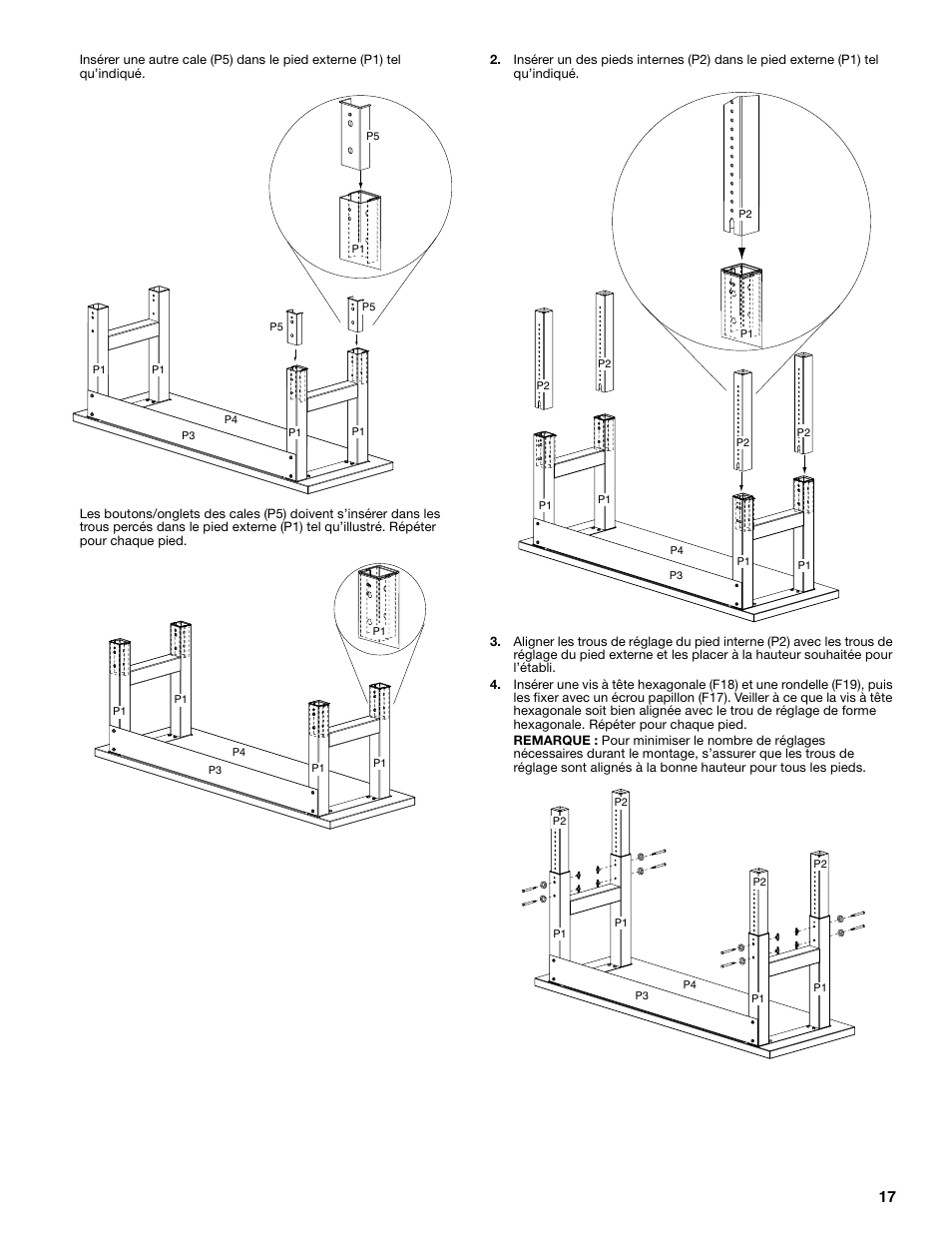 Gladiator GAWB0xMTZG Adjustable Height 4/6/8 ft. Maple Workbench User Manual | Page 17 / 20
