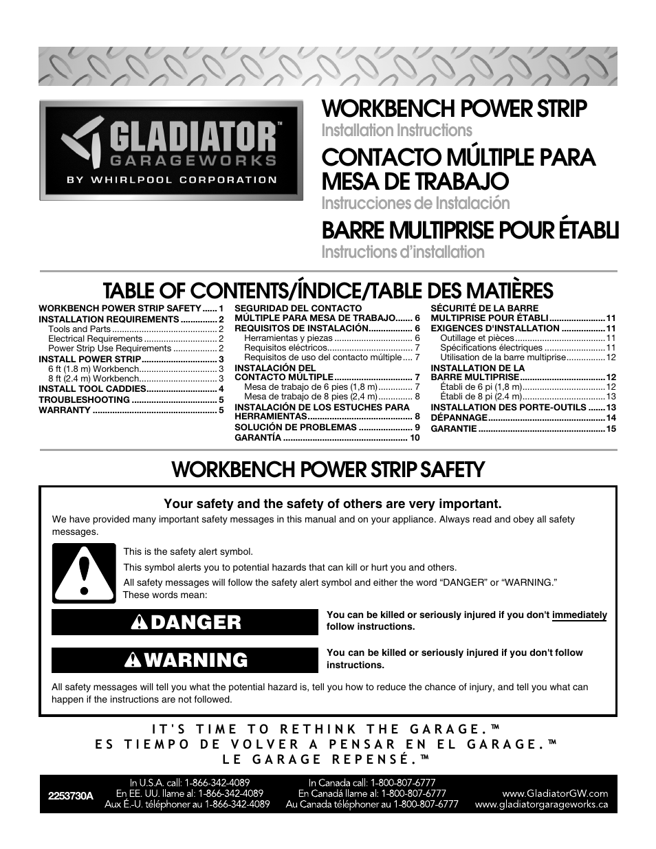 Gladiator GAAC68PSZW Workbench Powerstrip User Manual | 16 pages