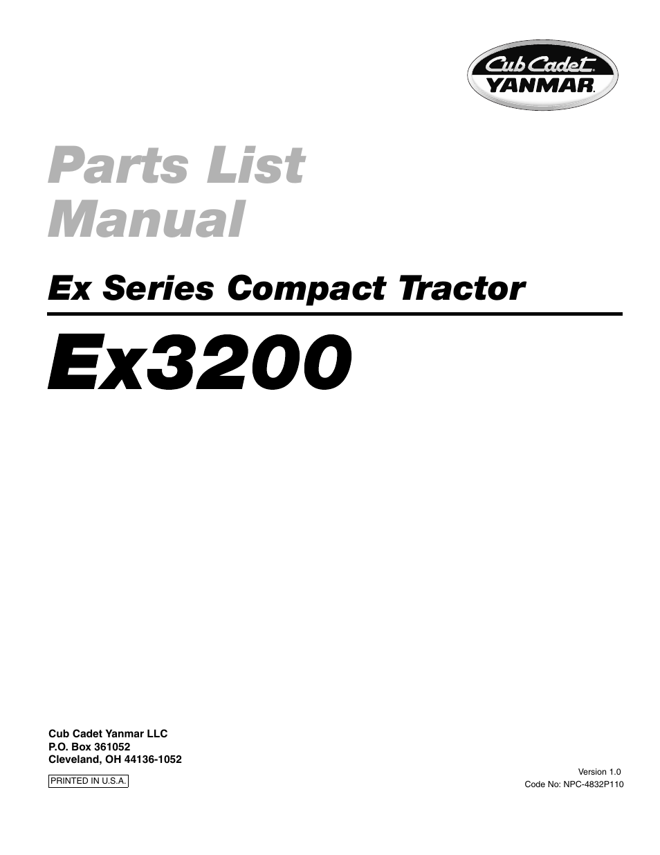 Cub Cadet Ex32002 User Manual | 182 pages