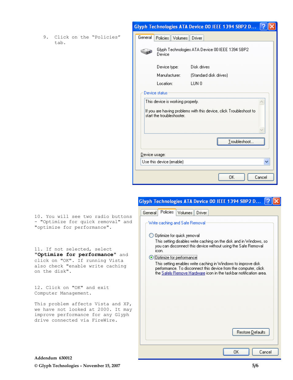 Glyph Write Performance Windows XP User Manual | Page 5 / 6
