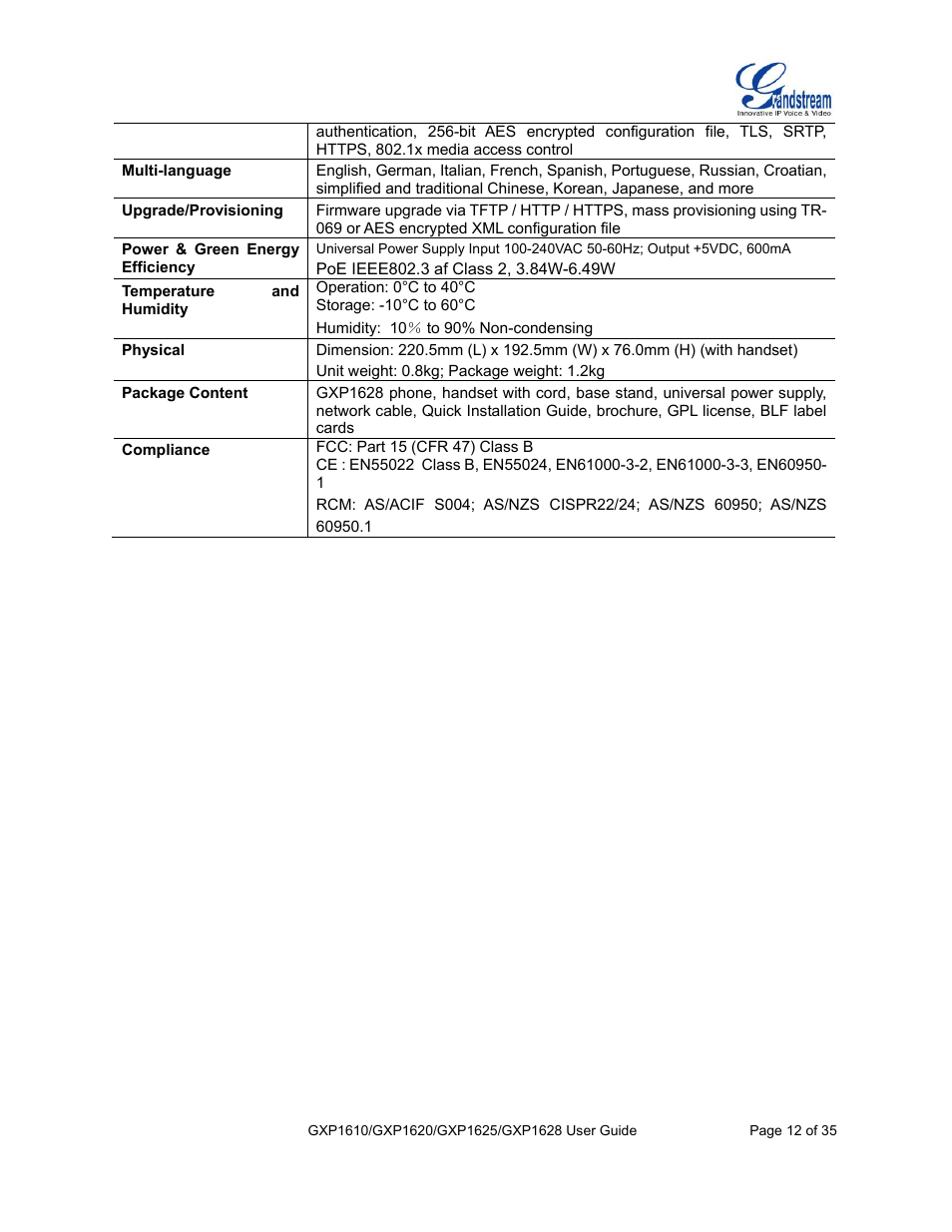 Grandstream GXP1610 User Guide User Manual | Page 13 / 38