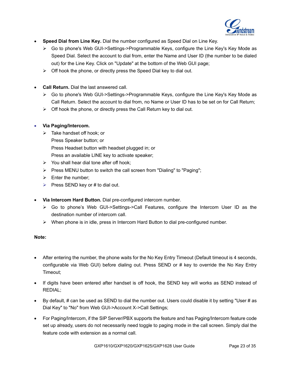 Grandstream GXP1610 User Guide User Manual | Page 24 / 38