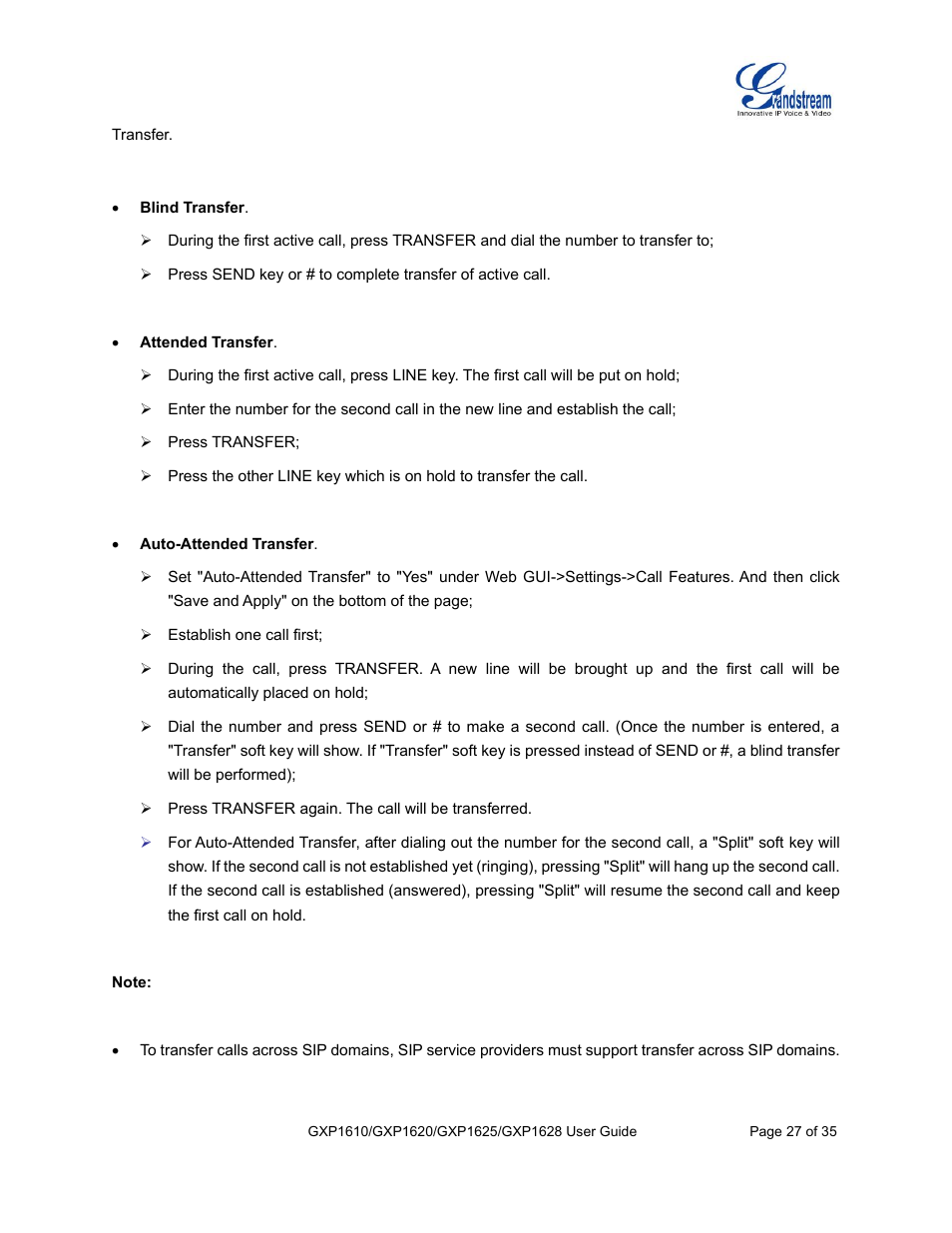 Grandstream GXP1610 User Guide User Manual | Page 28 / 38