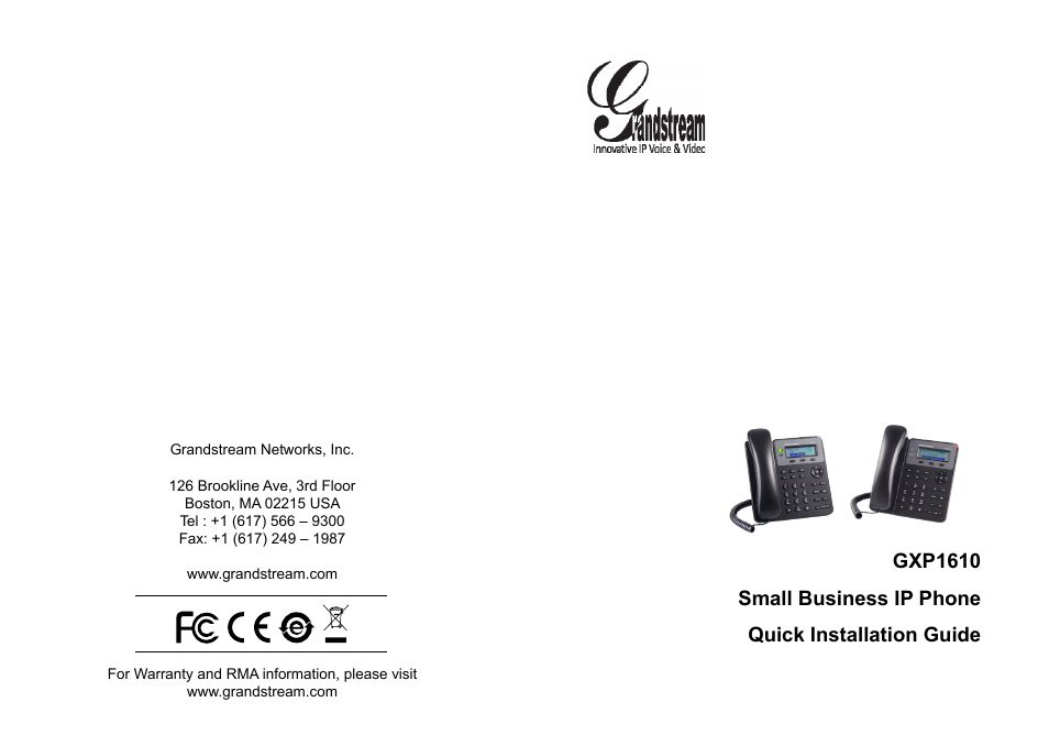Grandstream GXP1610 Quick Installation Guides User Manual | 25 pages