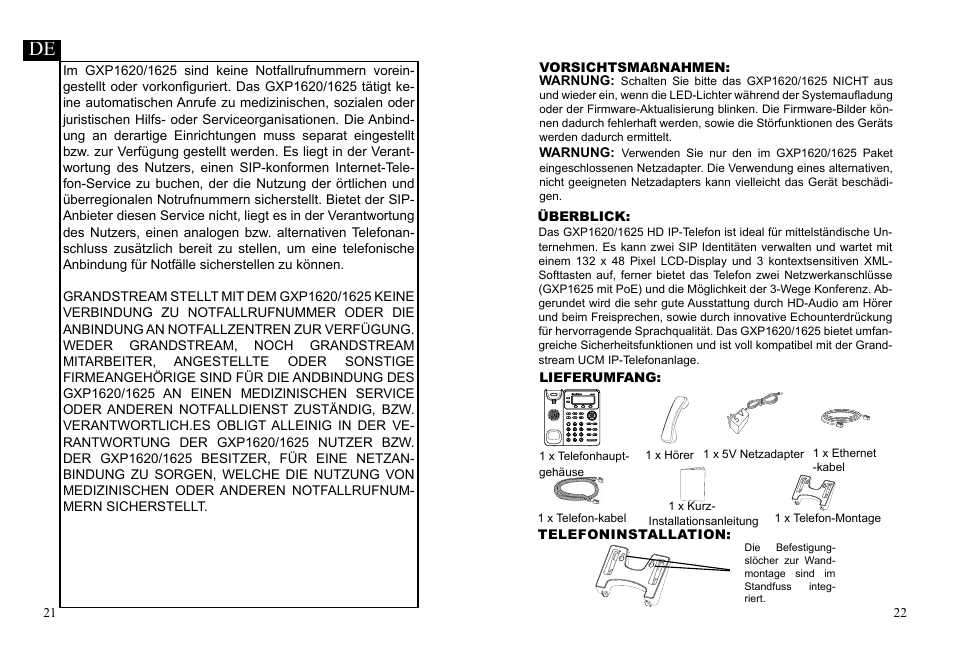 Grandstream GXP1620 Quick Installation Guides User Manual | Page 13 / 25