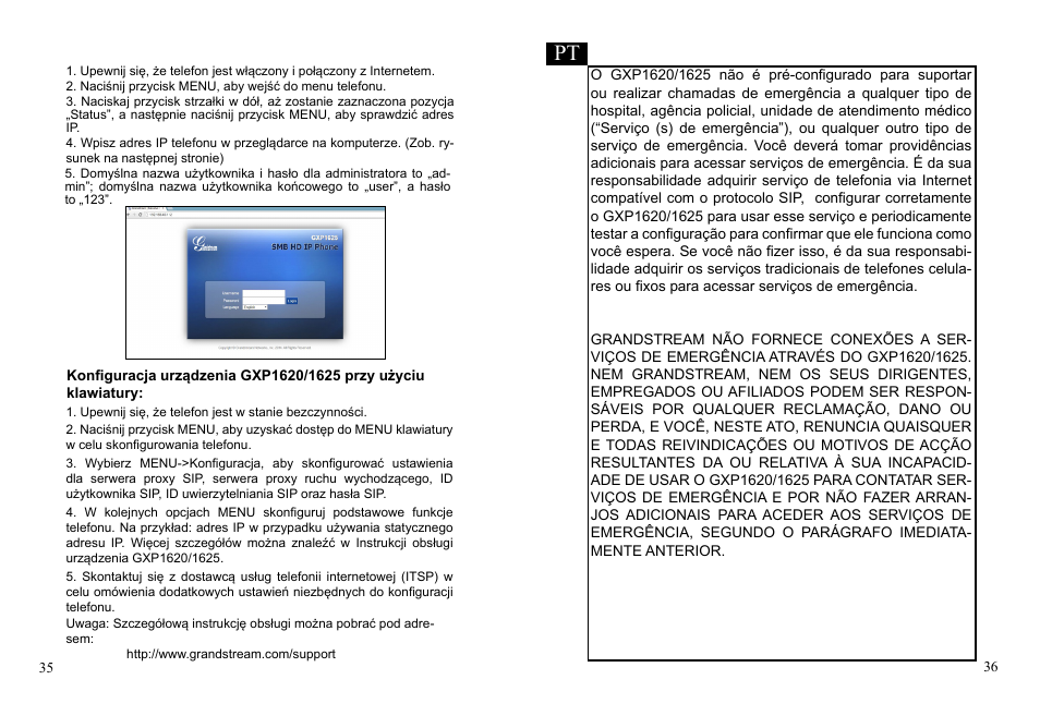 Grandstream GXP1620 Quick Installation Guides User Manual | Page 20 / 25