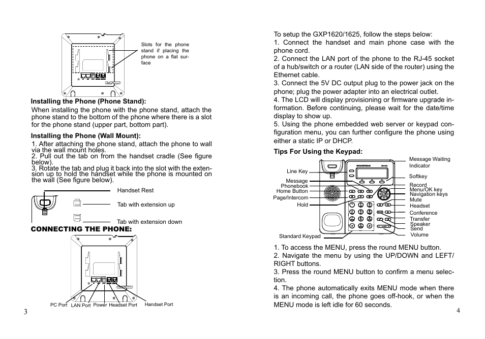 Grandstream GXP1620 Quick Installation Guides User Manual | Page 4 / 25