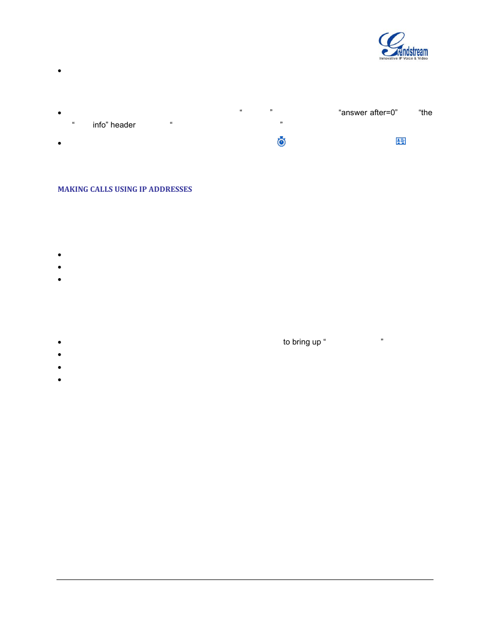 Making calls using ip addresses | Grandstream GXP2130 User Guide User Manual | Page 35 / 51