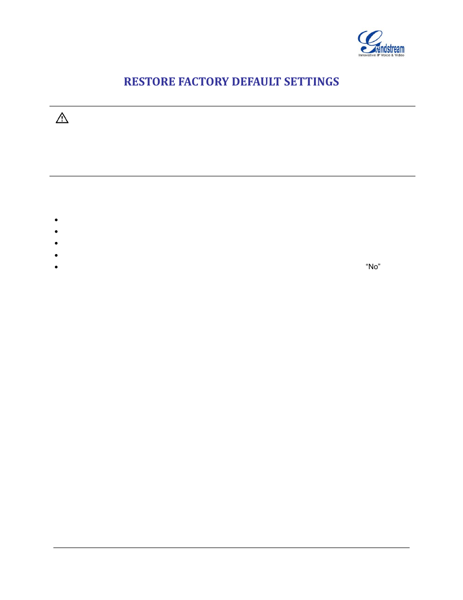 Restore factory default settings | Grandstream GXP2130 User Guide User Manual | Page 49 / 51