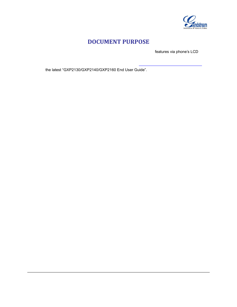 Document purpose | Grandstream GXP2130 Administration Guide User Manual | Page 6 / 85