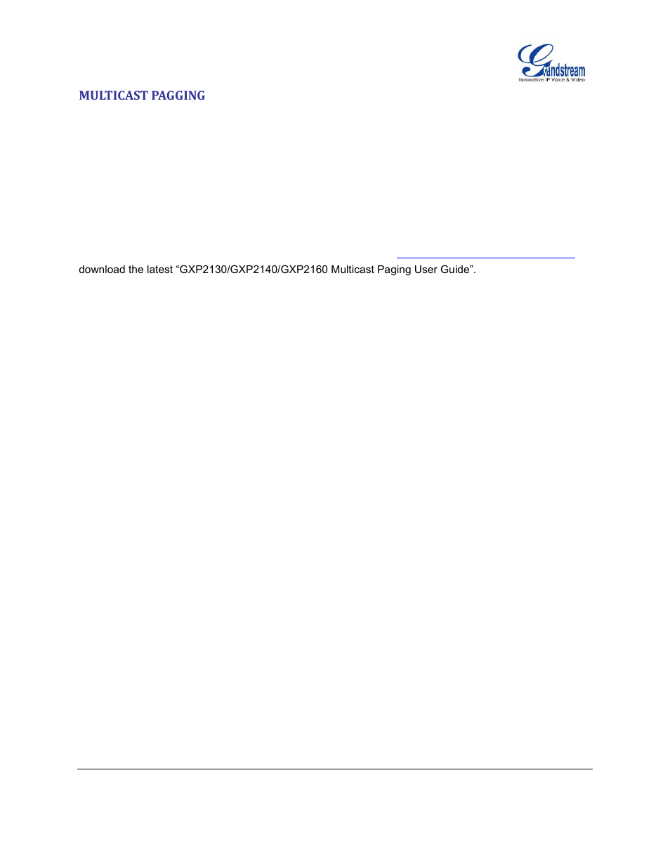 Multicast pagging | Grandstream GXP2130 Administration Guide User Manual | Page 75 / 85