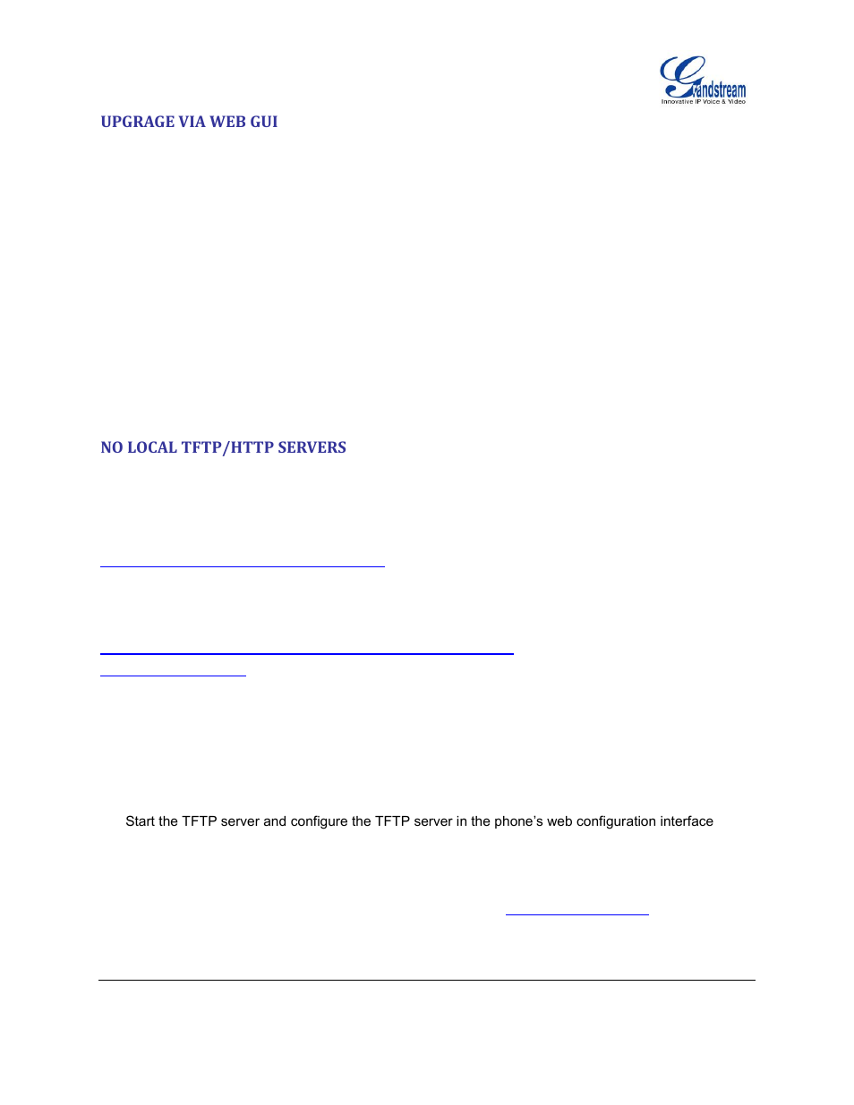 Upgrage via web gui, No local tftp/http servers | Grandstream GXP2130 Administration Guide User Manual | Page 79 / 85