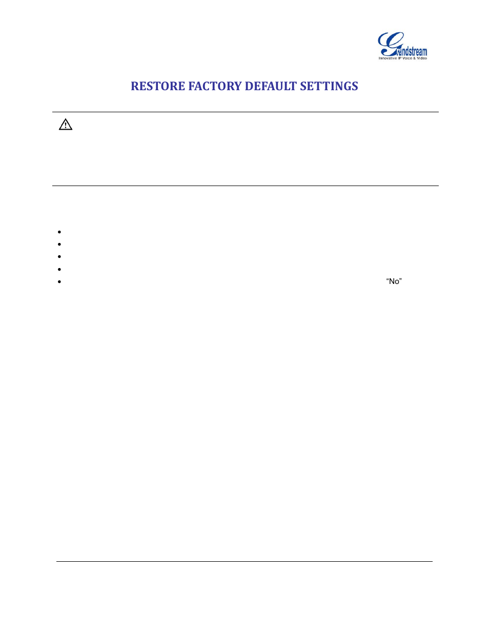 Restore factory default settings | Grandstream GXP2130 Administration Guide User Manual | Page 83 / 85