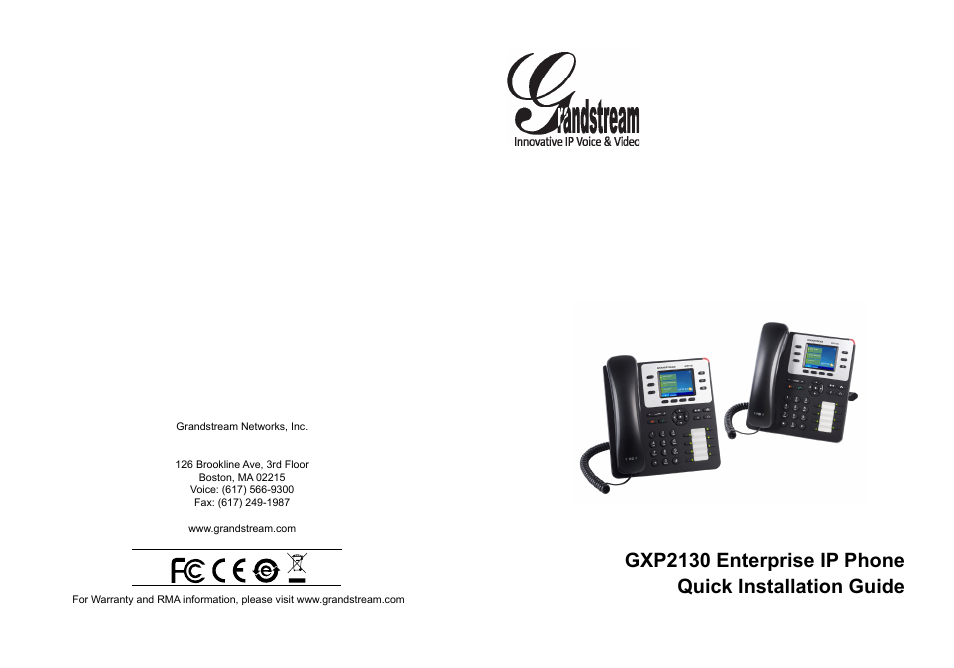 Grandstream GXP2130 Quick Installation Guides User Manual | 23 pages