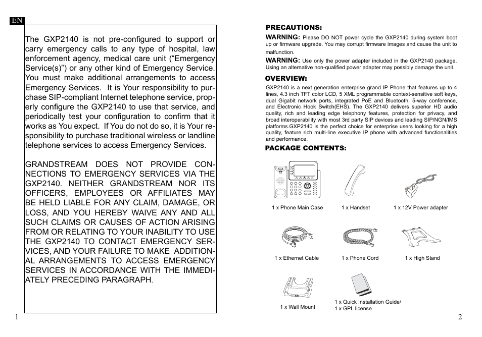 Grandstream GXP2140 Quick Installation Guides User Manual | Page 3 / 31