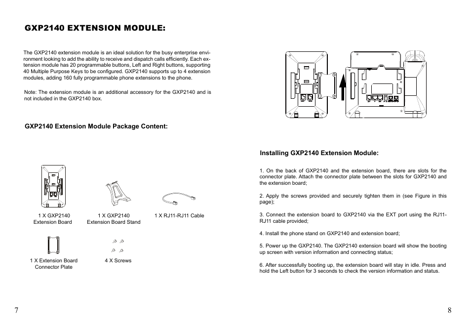 Gxp2140 extension module | Grandstream GXP2140 Quick Installation Guides User Manual | Page 6 / 31
