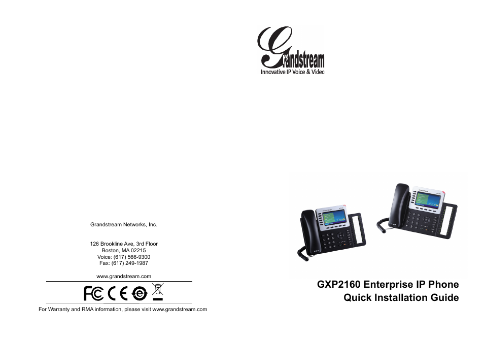 Grandstream GXP2160 Quick Installation Guides User Manual | 23 pages