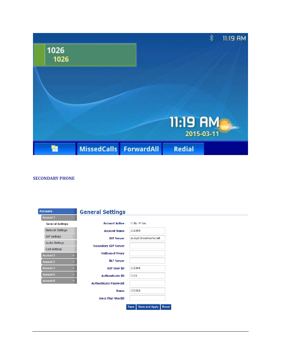 Secondary phone | Grandstream GXP BroadWorks SCA User Manual | Page 9 / 13