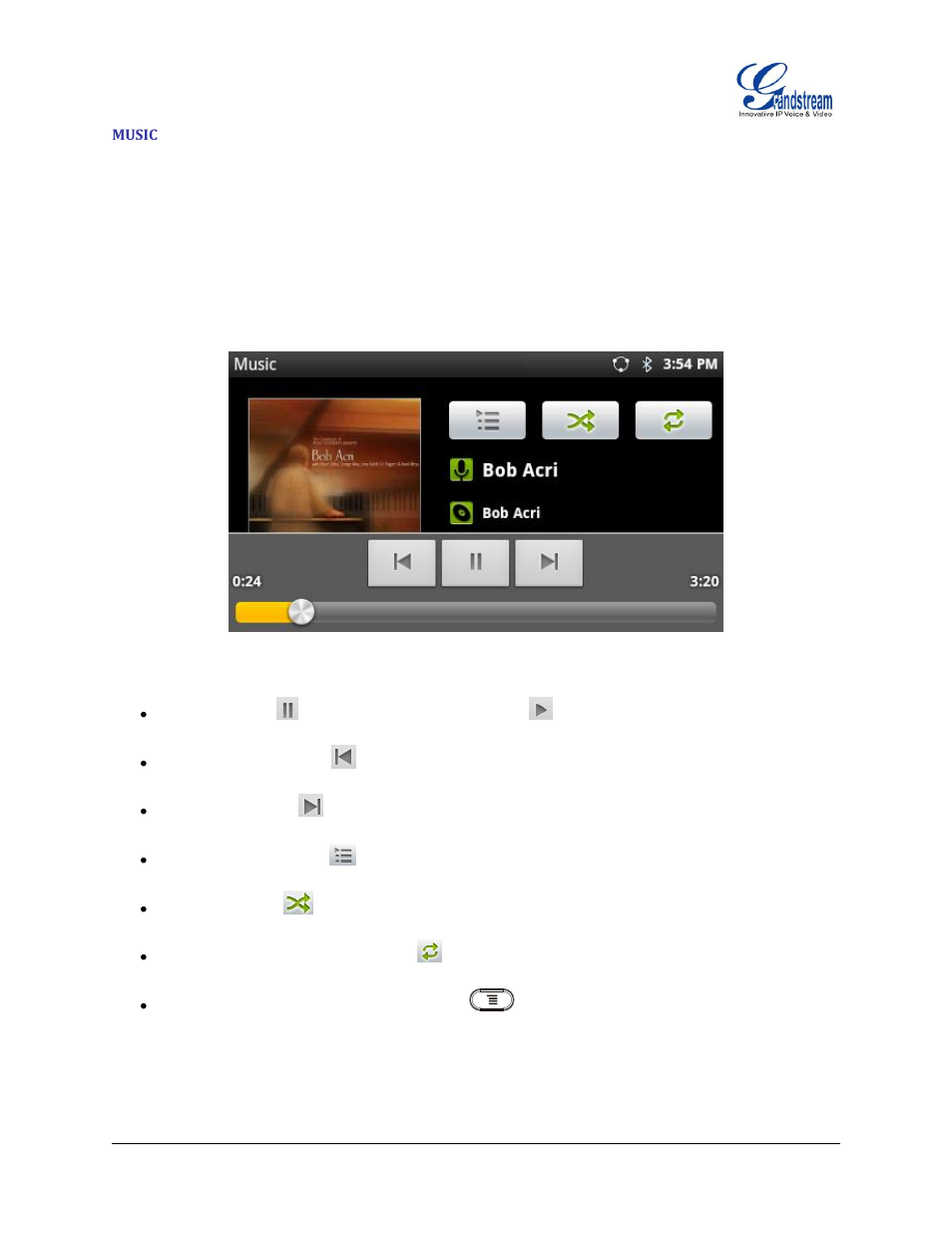 Music, Figure 119 : gxp2200 music - now playing | Grandstream GXP2200 User Manual User Manual | Page 102 / 162