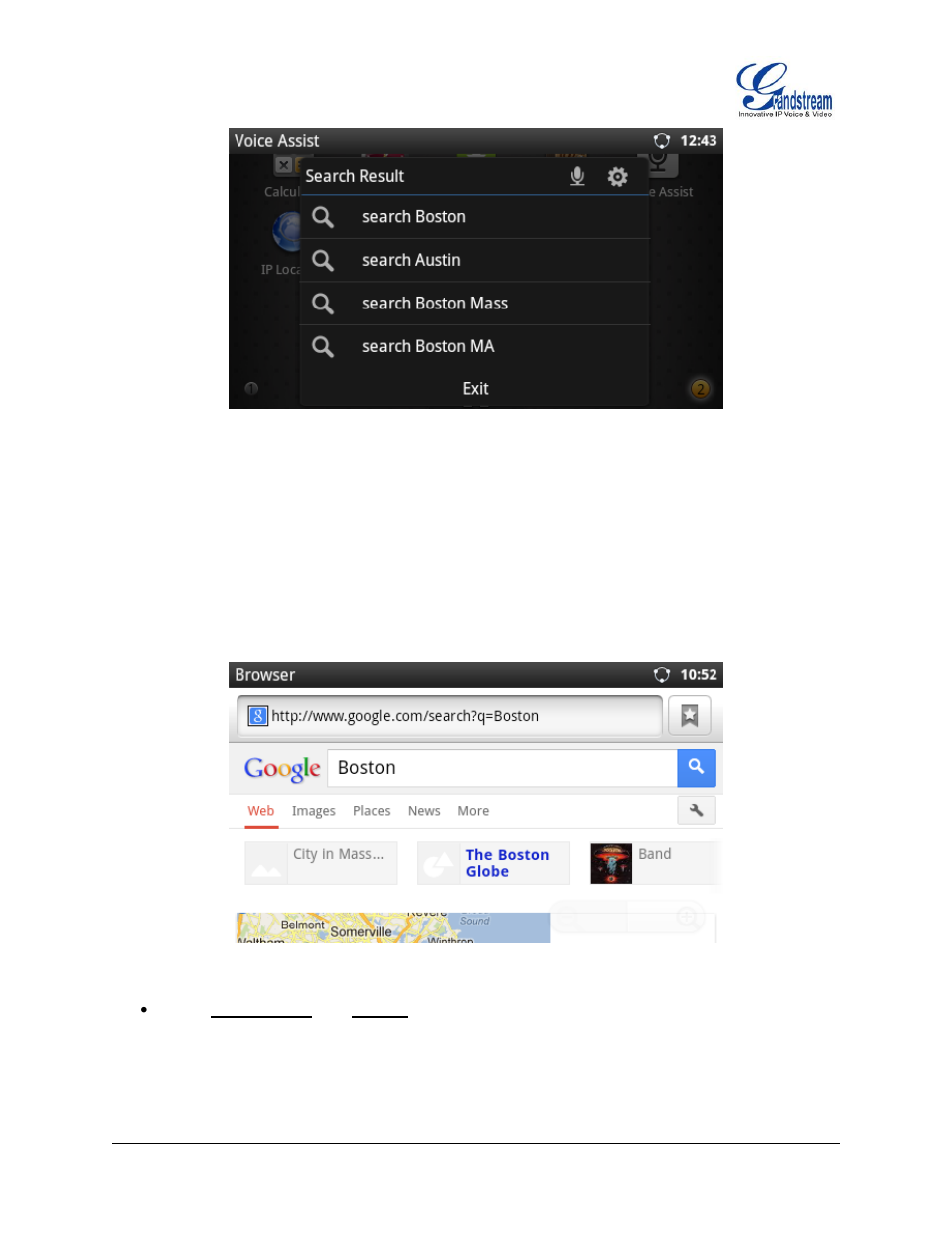 Figure 127 : gxp2200 voice assist - search, Figure 128 : gxp2200 voice assist - search result | Grandstream GXP2200 User Manual User Manual | Page 107 / 162