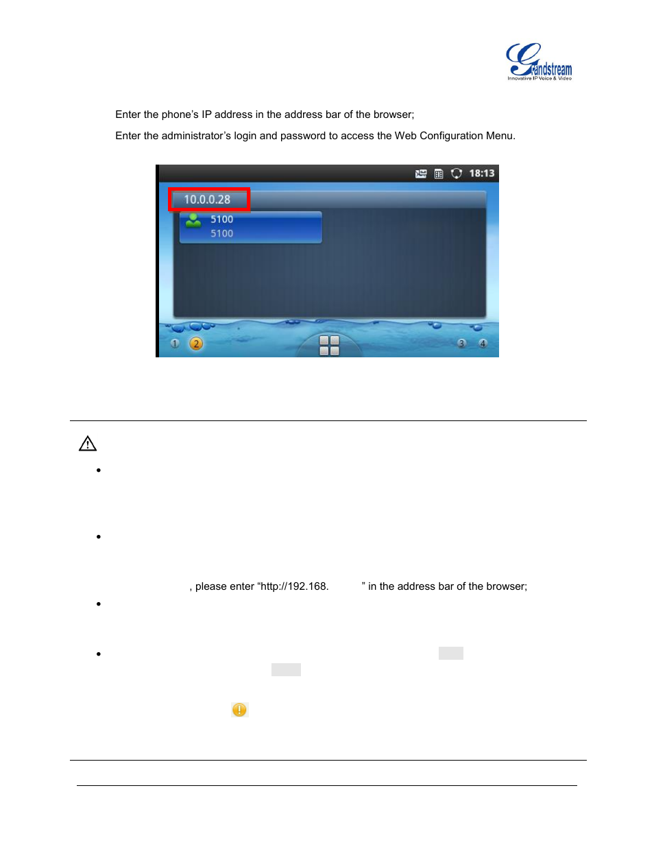 Figure 136 : gxp2200 main screen - ip address | Grandstream GXP2200 User Manual User Manual | Page 118 / 162