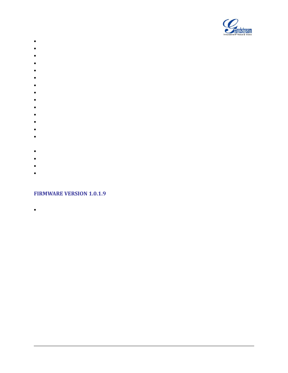 Firmware version 1.0.1.9 | Grandstream GXP2200 User Manual User Manual | Page 13 / 162