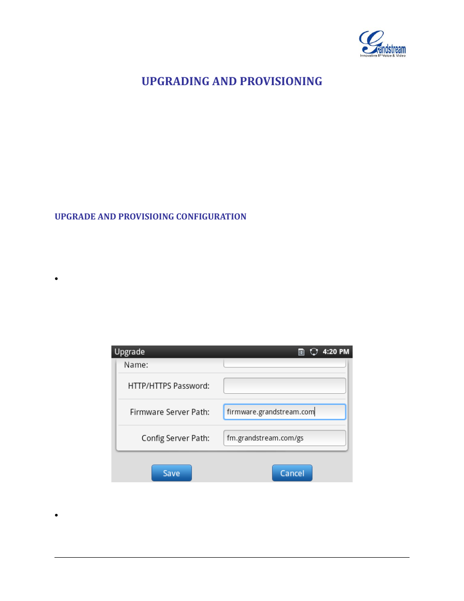 Upgrading and provisioning, Upgrade and provisioing configuration, Figure 144 : gxp2200 upgrade configuration via lcd | Grandstream GXP2200 User Manual User Manual | Page 154 / 162